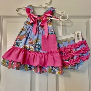 ily Lily Baby Blue Floral Dress Set Sz 3-6m